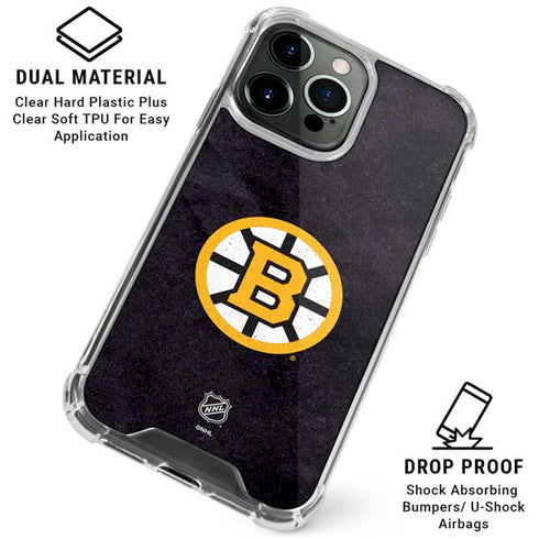 NHL Boston Bruins Distressed iPhone 16 Pro Max Clear Case